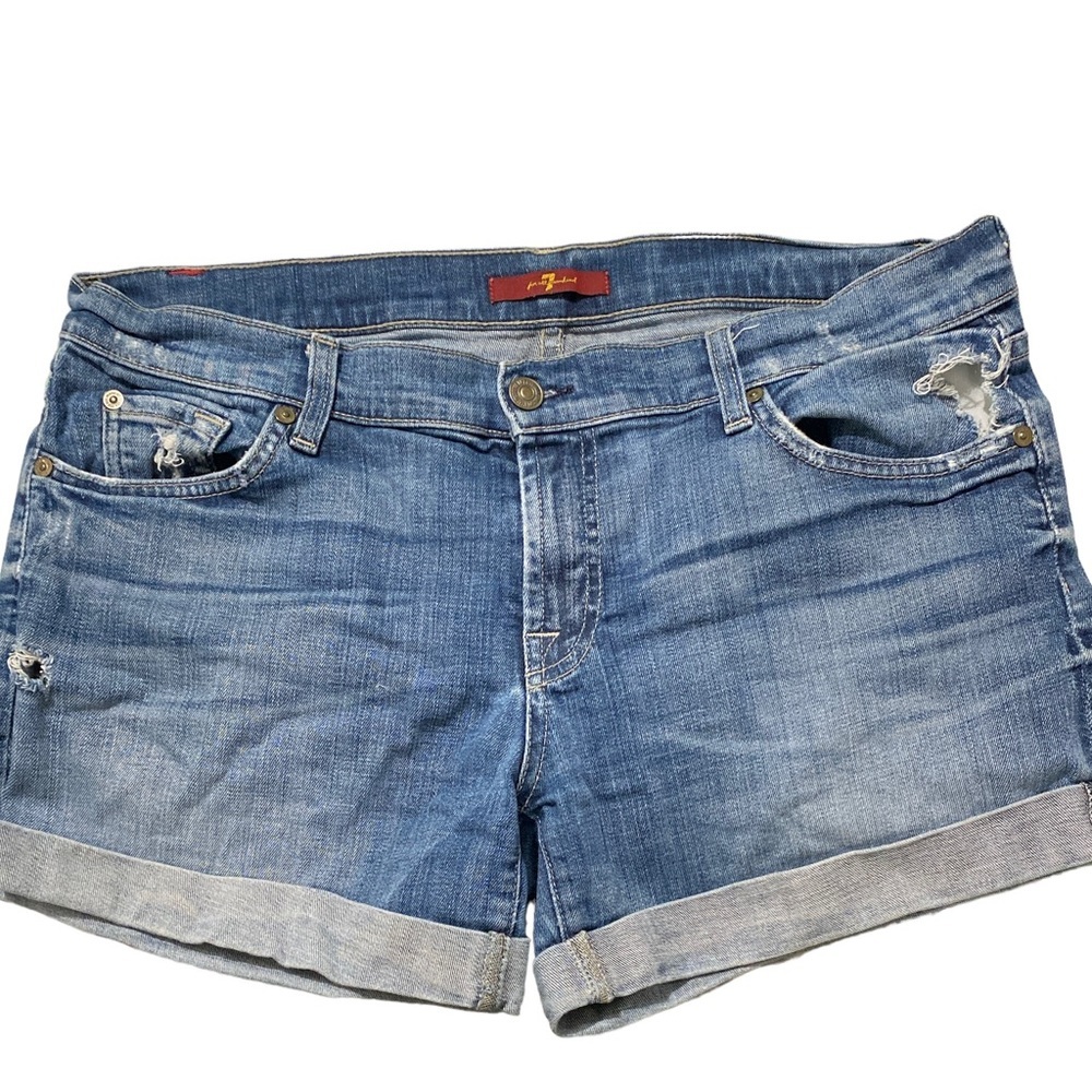 7 For All Mankind Rolled Cuff Mid Rise Jean Shorts EUC Size 31 (10/12)​